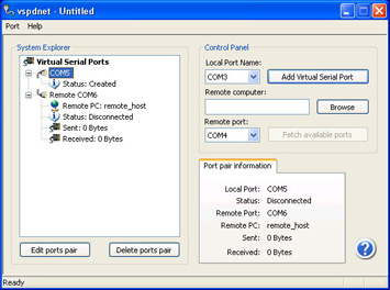 VSPD.net - Connect PCs via virtual null-modem cable