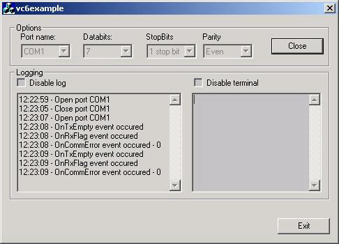 Serial Port ActiveX Control screen shot