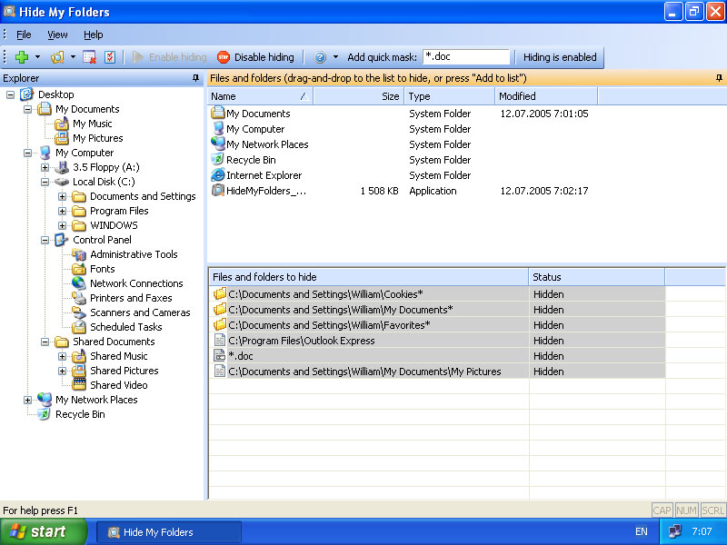 hide as many files as you like 