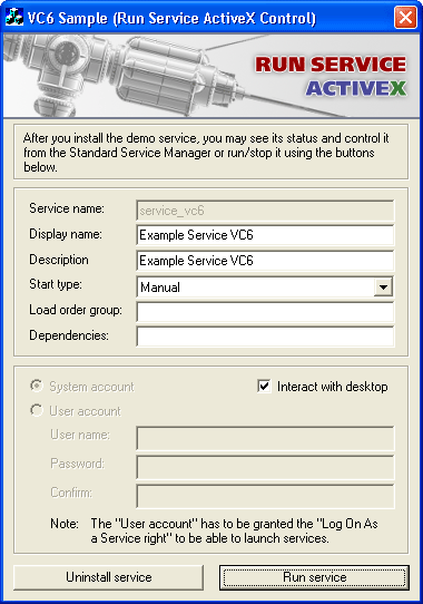 Create your own Windows Service within 2 clicks with Eltima Run Service ActiveX