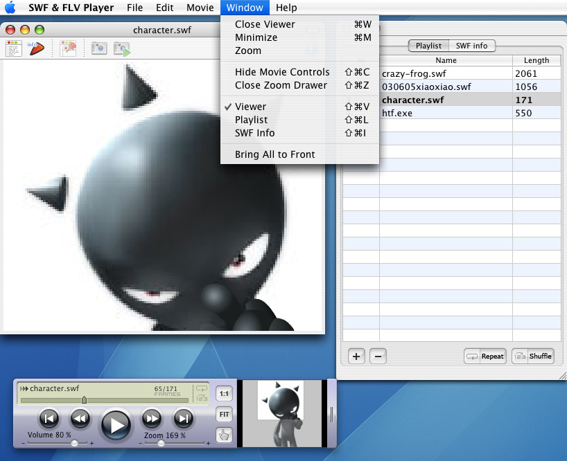 Scroll, zoom, fit your SWF files to screen and much more with free SWF & FLV Player immediately after the download.