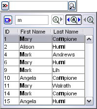 ComboBox with search capability: an enhanced ComboBox that lets you search in a database and show the whole table with its contents in a popup to your search field. You can search from the beginning, at the end or anywhere in a database field. Search results highlighting, special constructor to fill the table automatically, filtering, and more.