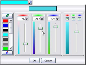 Color field: a user-friendly replacement for a standard color selection dialog which handles RGB palette with a lot of settings. You can set this color field as a convenient popup to your edit field, selected color is shown immediately, no need to popup additional windows or frames to pick a color.