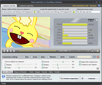Optimize Flash movies with Flash Optimizer and save up to 60-70% of their size!