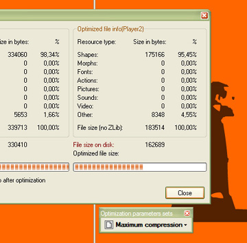 50% compression in a click! And even better compression is possible! 