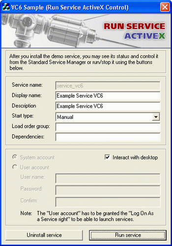 Create your own Windows Service within 2 clicks with Eltima Run Service ActiveX