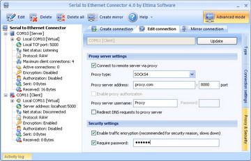 With safety and security in mind, since version 4.0 we added traffic encryption and authorization features in Serial to Ethernet Connector with extreme level of flexibility, which lets you add your own security DLLs.