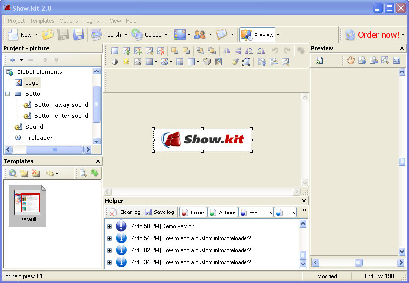 Build Flash /HTML websites. With Show.kit it is easy to learn the elements 