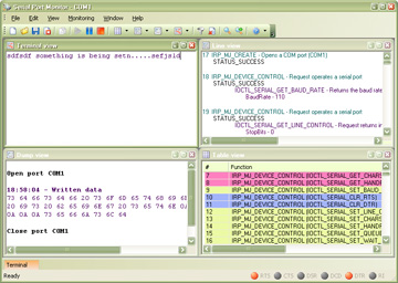 intercept and record all serial input/output control codes (IOCTLs), tracking their full details and parameters 