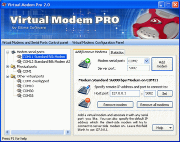 Erstellen Sie bis zu 255 virtuelle Modems im System, nutzen Sie Internet anstatt gewöhnlicher Telefonleitung!