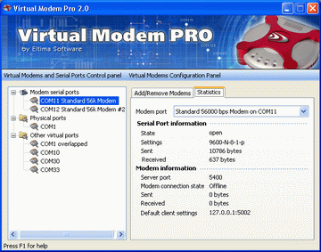 Track detailed modem status and gather statistics directly from your application.