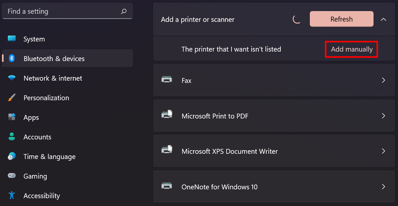 tilføj scanner manuelt Windows 11
