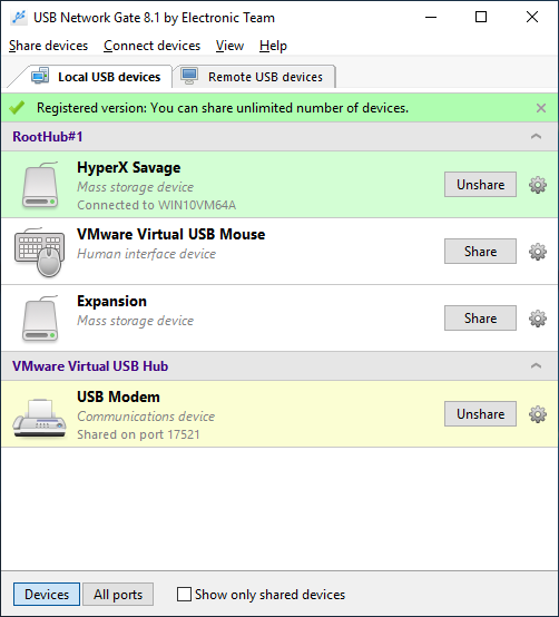 USB Network Gate的Windows