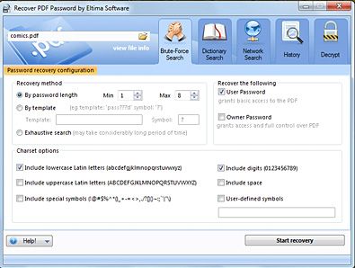 Fast and handy PDF password recovery tool by Eltima Software