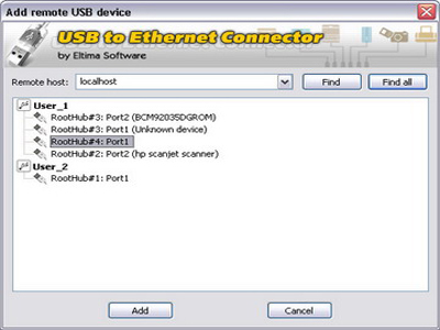 Screenshot of USB to Ethernet Connector