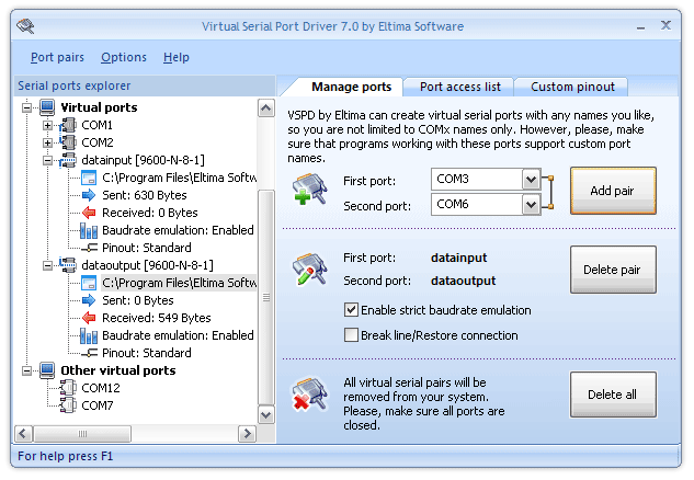 Free virtual serial port software