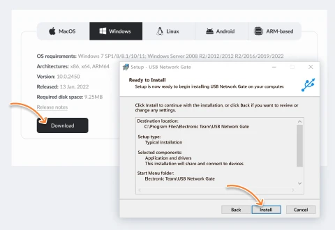 Download USB server software