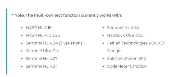 The multi-connect function currently works with The multi-connect function currently works with