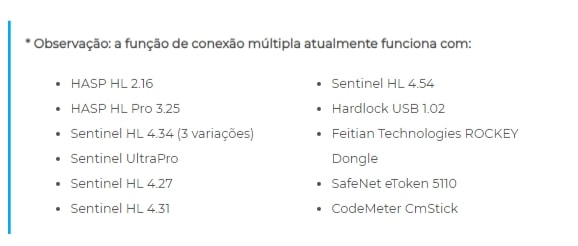 A função multi-conexão atualmente funciona com A função multi-conexão atualmente funciona com