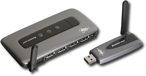 Exemple de concentrateur USB sans fil et kit d'adaptateurs développés par IOGEAR