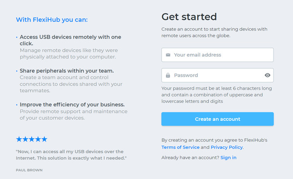  sign up free flexihub account
