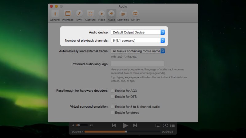 Choose the device for surround sound playback Choose the device for surround sound playback