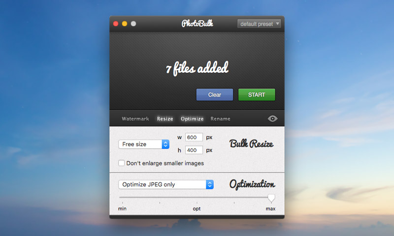 Optimize images in bulk Optimize images in bulk