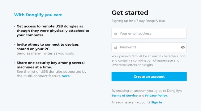  register donglify account