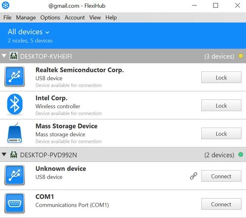  launch flexihub on both machines