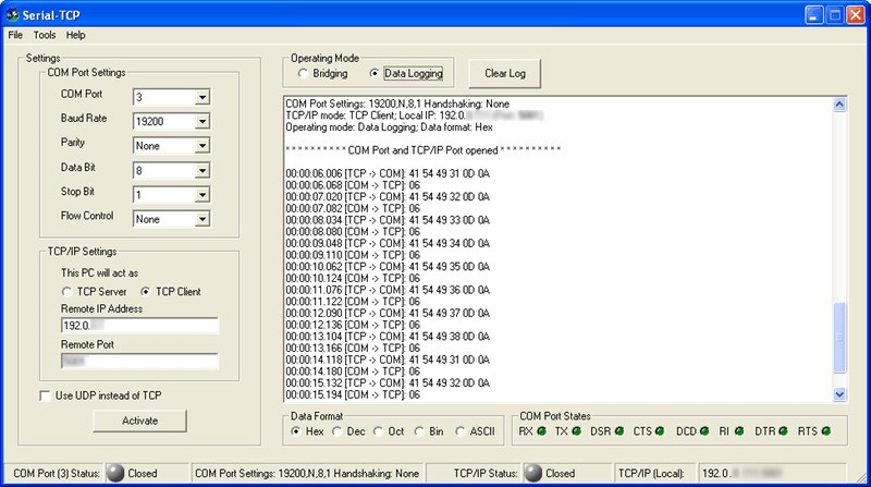 serial tcp