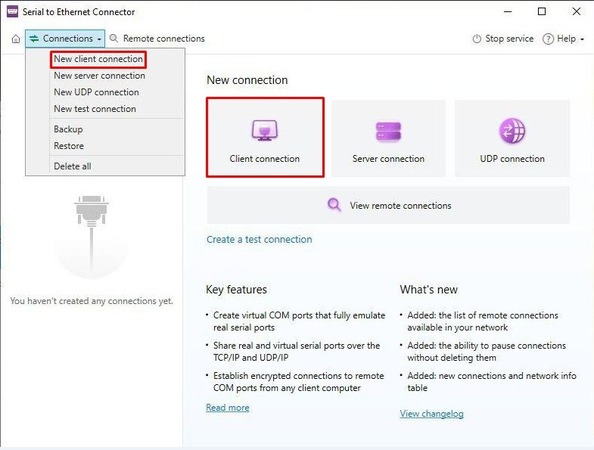  Parametri di connessione