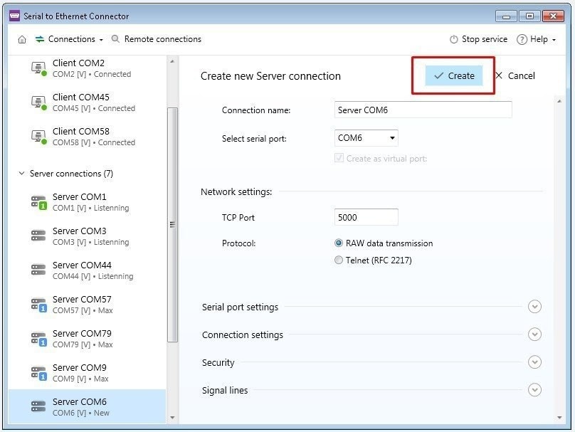 remote COM port redirector