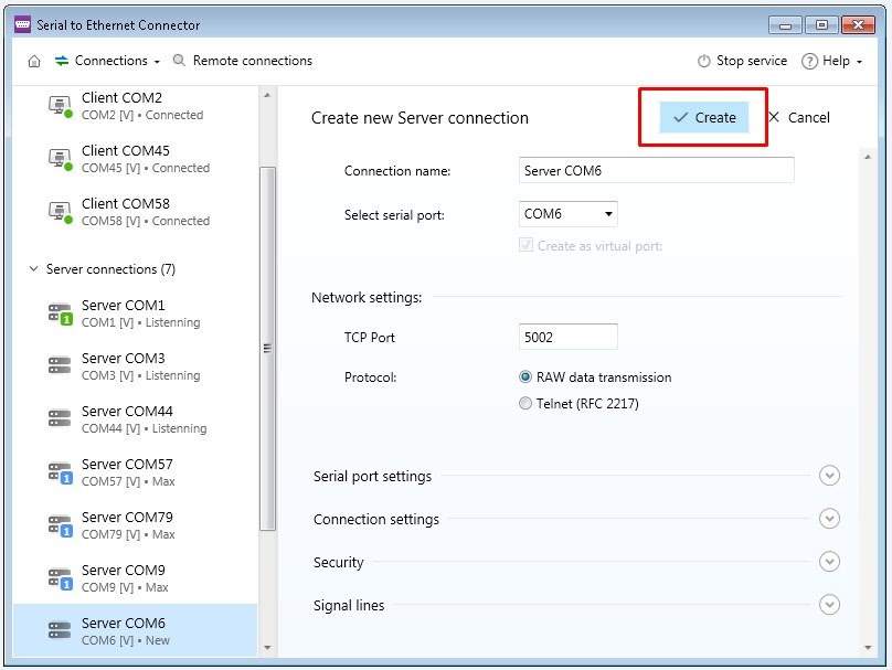  Create Server Connection