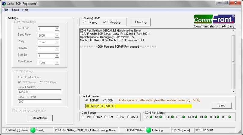 Interface du redirecteur de port série