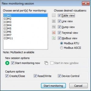 Modos de visualización Serial Port Reader