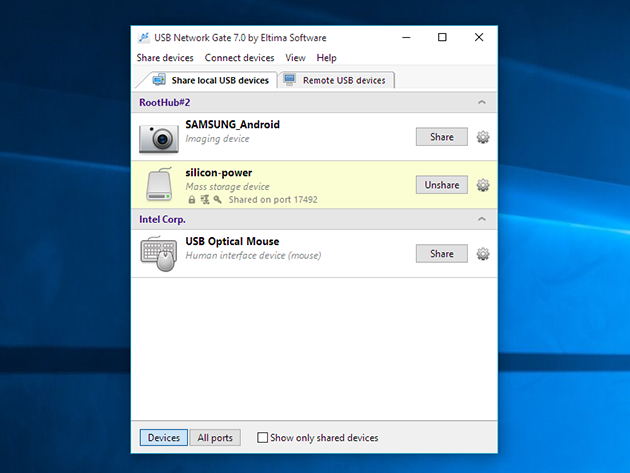 USB over Ethernet software USB over Ethernet software