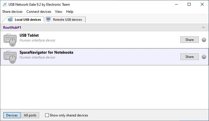  Dispositivo USB local UNG