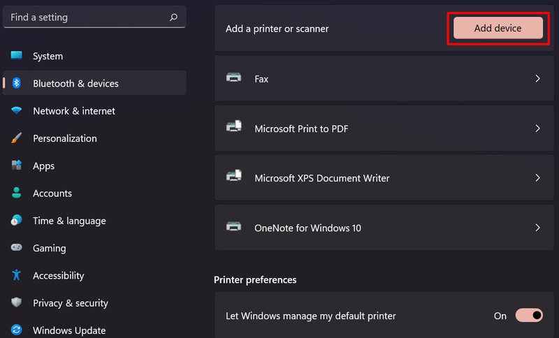 aggiunta dello scanner su Windows 11