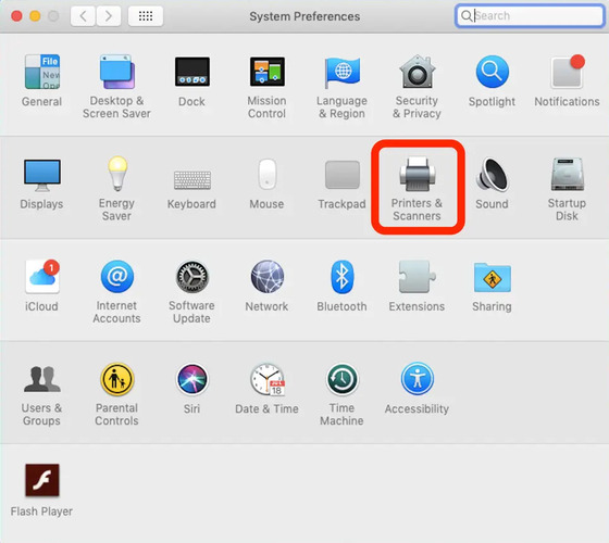 Scanner in system preferences Mac