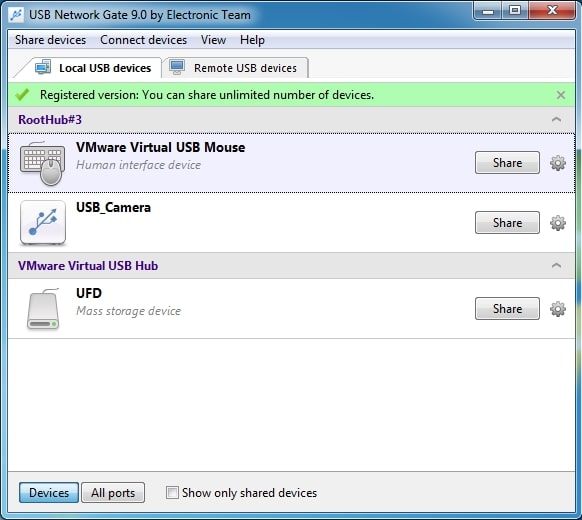 Compartilhar guia de dispositivos USB locais Compartilhar guia de dispositivos USB locais