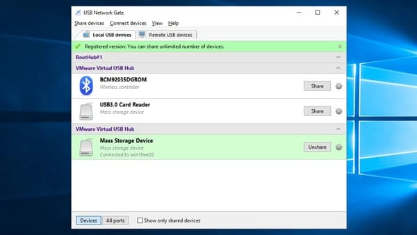  share the required USB peripheral in the corresponding tab