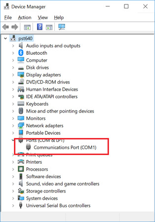 gerenciador de dispositivos porta COM