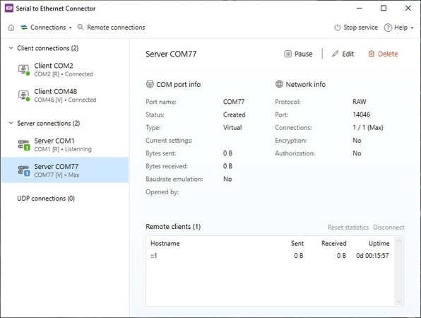  serial to ethernet connector - crear puerto de servidor COM