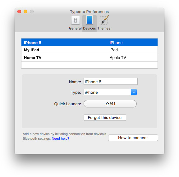 Typeeto Preferences window Typeeto Preferences window
