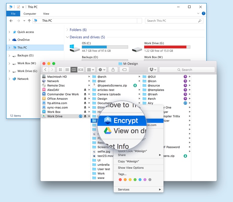 Seamless integration with Finder and Explorer