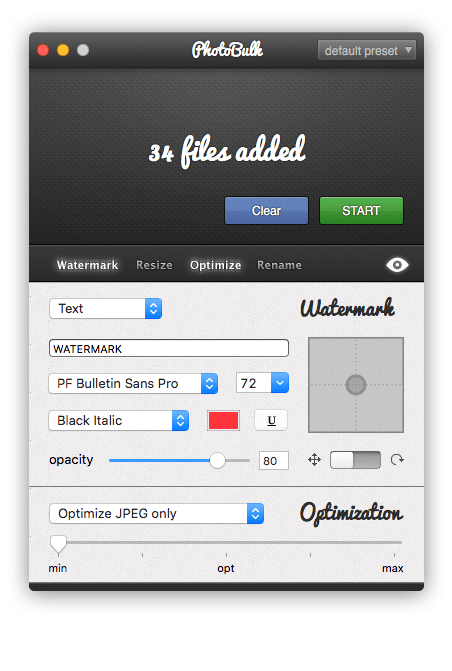 PhotoBulk main interface and functionality