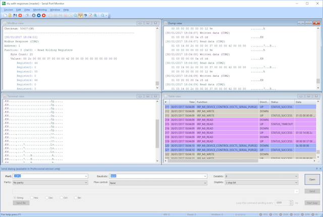 serial port monitor, rs232 port analyzer, serial com port monitoring, analyze serial port, rs232 activity log