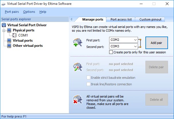 
virtual serial port, virtual serial port driver, create virtual com port, emulate rs232 port, com port emulation, virtual com port
