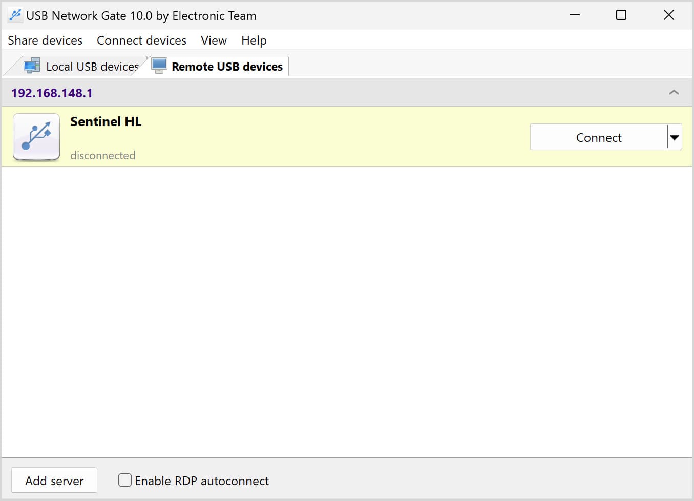 USB Network Gate: Connect