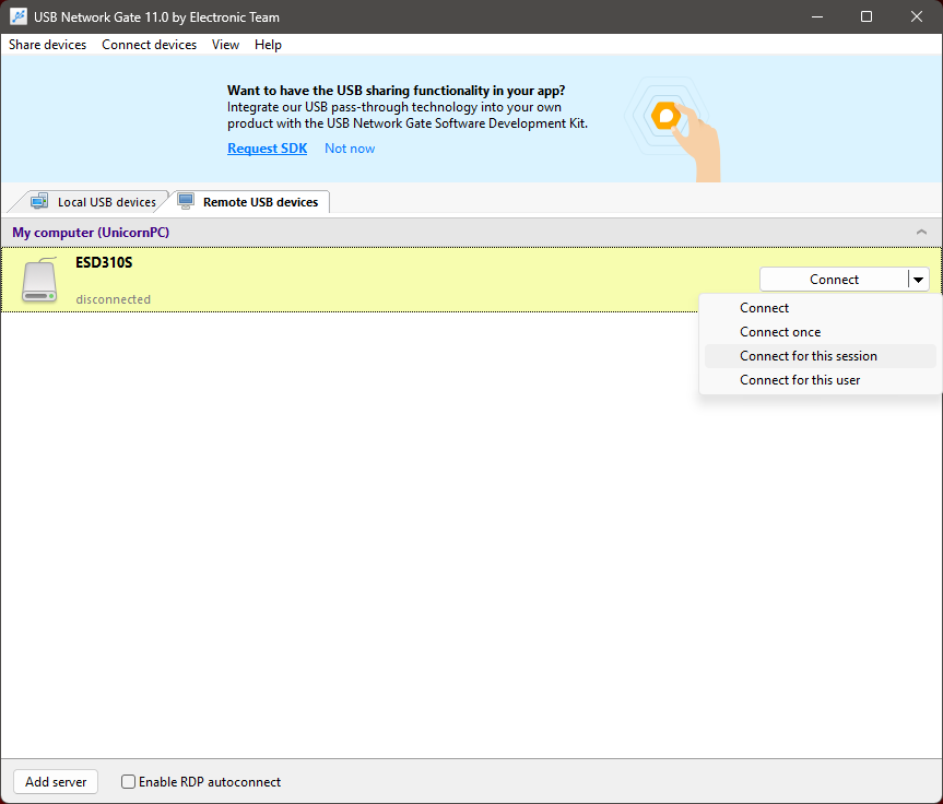 Connect for this session